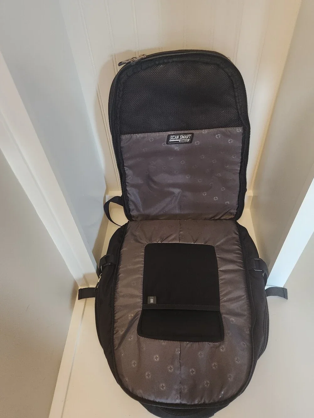 SwissGear Black Men's Travel & Laptop Backpack with Red Logo